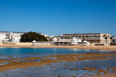 La Caleta sahilindeki rıhtım manzarası, Cadiz, Cadiz, Endülüs, İspanya,