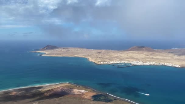 Vista Incrível Mirador Del Rio Lanzarote Haria Ilhas Canárias Espanha Vídeo De Stock Royalty-Free