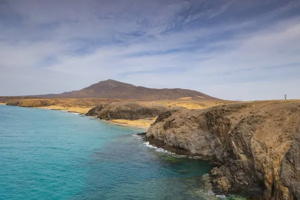 stock image Papagayo beach, a shell-shaped beach, one of the most popular beaches on the island of Lanzarote