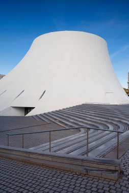 Le Havre, France - October 13, 2021: Oscar Neimeyer in the centre of Le Havre is dominated by the white Le volcan building designed by architect Oscar Neimeyer