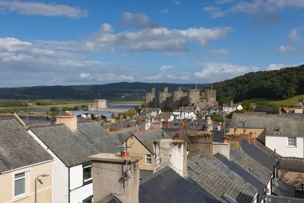Conwy Wales September 2023 Blick Von Der Stadtmauer Auf Die lizenzfreie Stockfotos