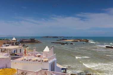 Liman ve Mogador Adası 'nın çatısı, Essaouira, Fas