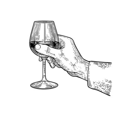 El Tutuşu Zarif Cam, El Çekimi Vektörü, Grafik Tarzı, Çizgi Film İllüstrasyonu, Siyah ve Beyaz, Skeç Tarzı, Beyaz Arkaplanda İzole Edilmiş