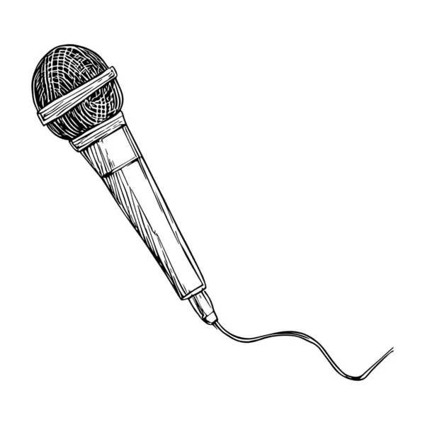 Podcast için mikrofon, El Çizimi Vektör İllüstrasyonu, Grafik Biçimi