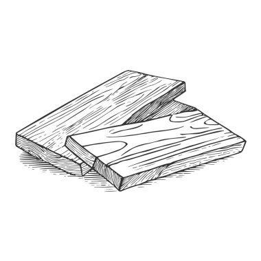 Yapım için Ağaç ve Ahşap Kalaslar, El Çizimi Vektörü, Grafik Tarzı, Çizgi Film İllüstrasyonu, Siyah ve Beyaz, Skeç Tarzı, Beyaz Arkaplanda İzole Edilmiş