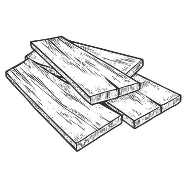 Yapım için Ağaç ve Ahşap Kalaslar, El Çizimi Vektörü, Grafik Tarzı, Çizgi Film İllüstrasyonu, Siyah ve Beyaz, Skeç Tarzı, Beyaz Arkaplanda İzole Edilmiş