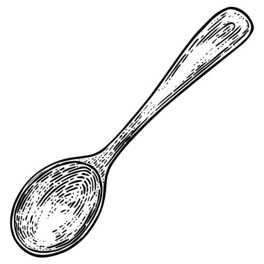 Kaşık, El Çizimi Vektörü, Grafik Tarzı, Çizgi Film İllüstrasyonu, Siyah ve Beyaz, Skeç Tarzı, Beyaz Arkaplanda İzole Edilmiş