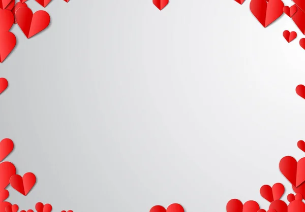 Valentinstag Karte Mit Verstreut Geschnittenen Papierherzen — Stockvektor