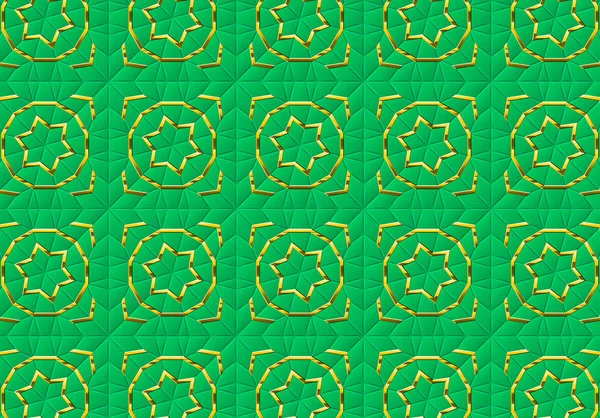 イスラム装飾 アラビア語の幾何学的なテクスチャを持つ抽象的な背景 金色のタイルのモチーフが彩色された背景 — ストックベクタ