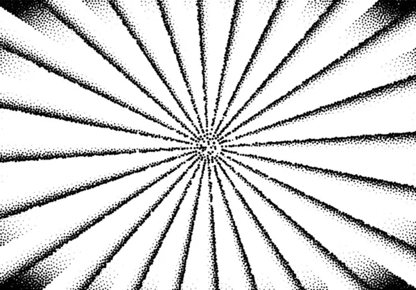 ヴィンテージグランジーの背景のためのドットワークレトロやタトゥースタイルの抽象的な太陽光線 — ストックベクタ