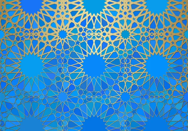 İslami süslemeli soyut arkaplan, Arap geometrik dokusu. Renkli arkaplanda boyalı cam tarzıyla altın kaplamalı motif.