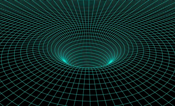 带有重力网格的黑洞方案 用于科学演示或抽象背景 — 图库矢量图片