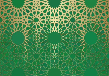 İslami süslemeli soyut arkaplan, Arap geometrik dokusu. Renkli arkaplanda boyalı cam tarzıyla altın kaplamalı motif.