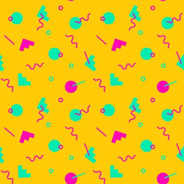 80 'lerin Memphis tarzına ve canlı psikedelik renklerine sahip kusursuz bir desen.