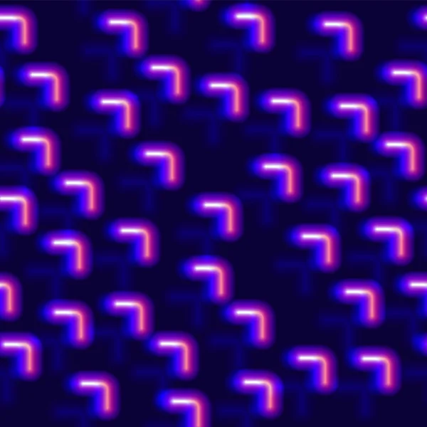 80年代风格 形状闪亮 发光的霓虹灯无缝图案 — 图库矢量图片