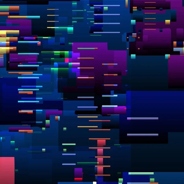 Abstrakter Glitch Hintergrund Mit Bunten Pixel Fehlerlinien Und Digitalen Grafikfehlern — Stockvektor