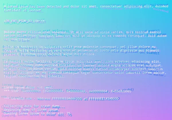带有操作系统错误信息和蒸汽波美学故障样式的蓝屏 — 图库矢量图片