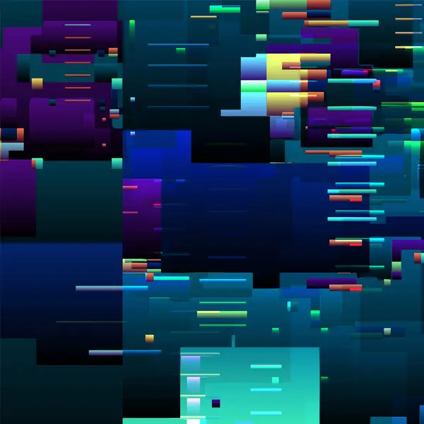Abstrakter Glitch Hintergrund Mit Bunten Pixel Fehlerlinien Und Digitalen Grafikfehlern — Stockvektor