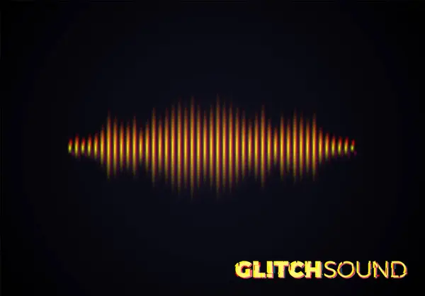 Onda Audio Sonora Con Picchi Volume Musicale Effetto Glitch Colore — Vettoriale Stock