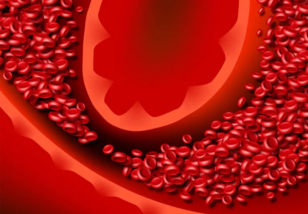 Komórki Krwi Lub Czerwone Erytrocyty Płynące Abstrakcyjnym Środowisku Naukowym Tematyce — Wektor stockowy