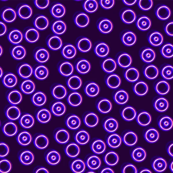 80年代スタイルの光沢のある形状と輝く紫の色とネオンシームレスパターン — ストックベクタ