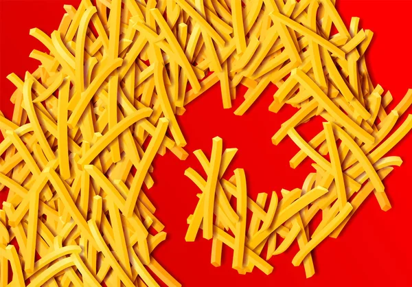 Pommes Terre Frites Croustilles Chips Frites Dorées Posées Tas Illustration — Image vectorielle