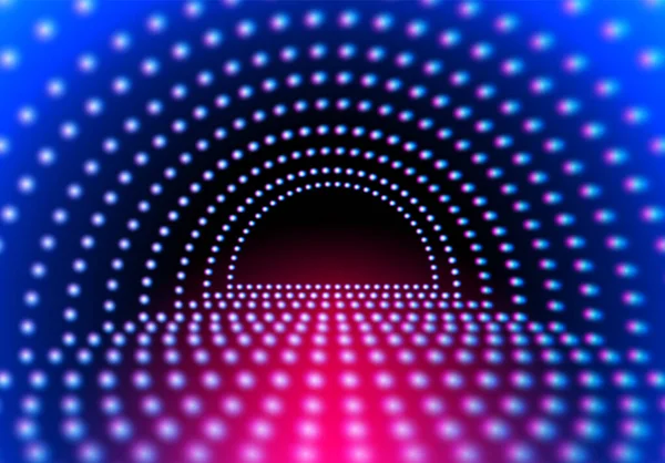 Tunnel Néon Abstrait Avec Grille Lumières Incandescentes Sur Fond Violet — Image vectorielle
