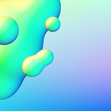 Akışkan tasarım sıvı damlaları ve soyut arka planda uçuşan yoğun renkler