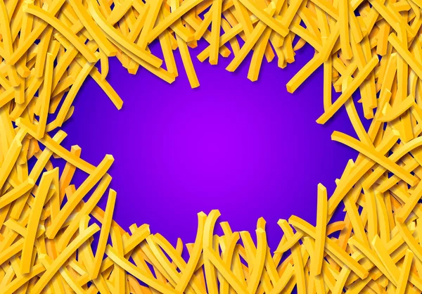 Sült Burgonya Chips Chips Vagy Aranyszínű Hasábburgonya Halom Illusztrációban Tálca — Stock Vector