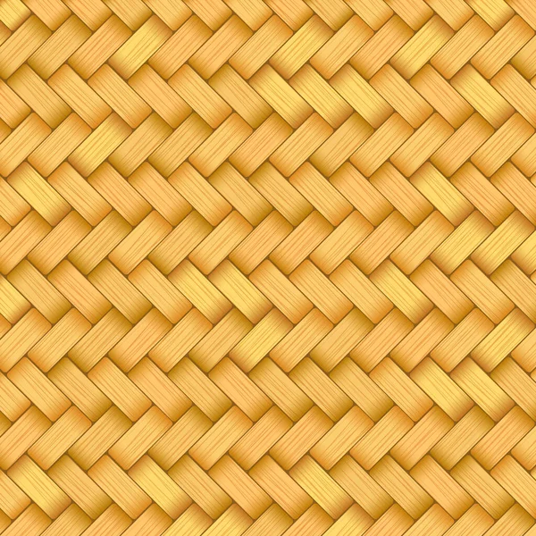交差した黄色または茶色のストローの織り質感のリードマット — ストックベクタ