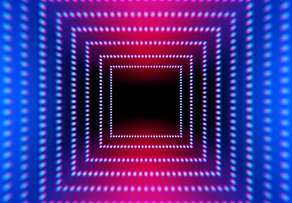 Abstrakt Neon Kvadrat Med Rutnät Glödande Ljus Violett Bakgrund — Stock vektor