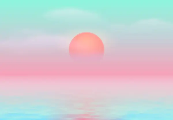 Soarele Deasupra Mării Șosea Soare Valuri Vapori Culori Calme Albastre — Vector de stoc