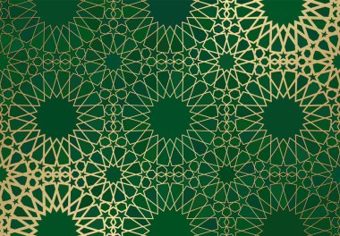 İslami süslemeli soyut arkaplan, Arap geometrik dokusu. Renkli arkaplanda boyalı cam tarzıyla altın kaplamalı motif.