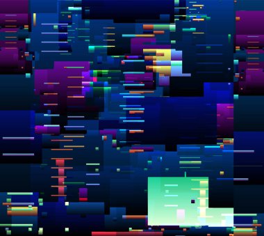 Renkli piksel hata çizgileri ve dijital grafik kusurlarıyla soyut arkaplan hatası