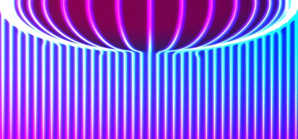 Neon Lijnen Achtergrond Met Gloeiende 80S Retro Synthwave Stijl — Stockvector