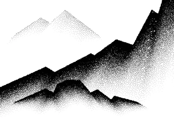 Abstrakter Hintergrund Mit Bergen Und Wellenförmigem Gefälle Aus Verstreuten Punkten — Stockvektor