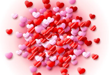 Partnerinize sevgilerinizi gösterdiğiniz için renkli folyo kalplerle dolu Sevgililer Günü kartı, Şubat, 14 ya da düğün davetiyesi