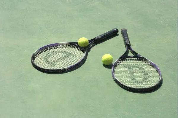 Raquette Tennis Balle Dans Court — Photo