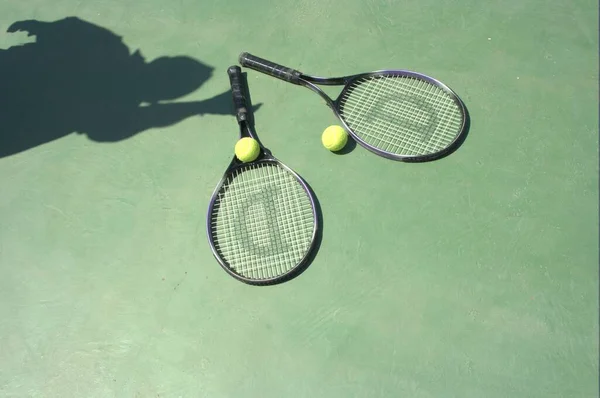 Racchetta Tennis Palla Campo — Foto Stock
