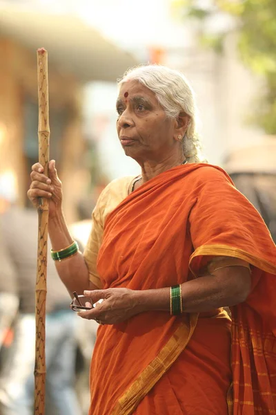Indický Starý Ženy Silnici Hyderabad Indie Prosince 2022 — Stock fotografie
