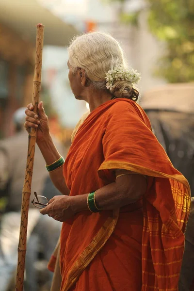 Indische Alte Frauen Auf Der Straße Hyderabad Indien Dezember 2022 — Stockfoto