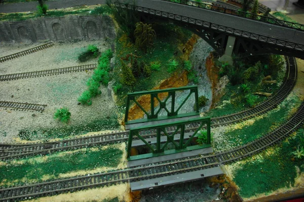 Aerial view of train tracks