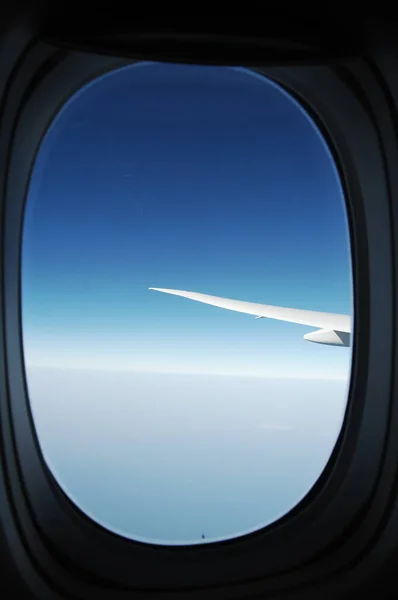 Flygvinge Genom Fönstret — Stockfoto