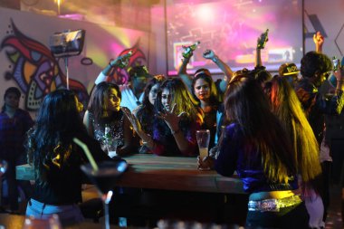 silhouette of People in the pub 5th Jan 2023 Hyderabad India