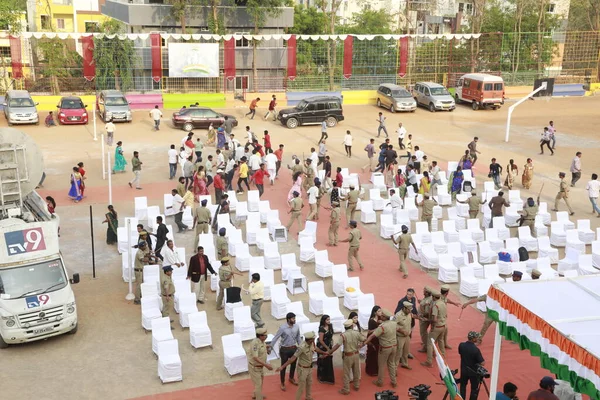 stock image People at political meeting in Hyderabad India 5th March 2023