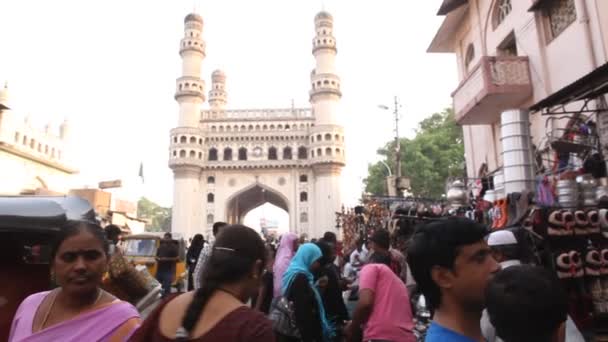 Património Construção Charminar Hyderabad Índia — Vídeo de Stock