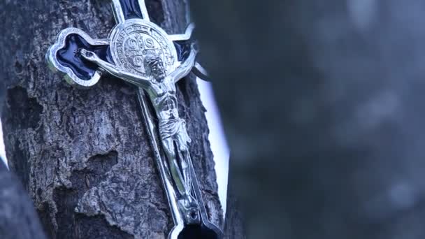 Metal Kościół Krzyż Makro Strzał — Wideo stockowe