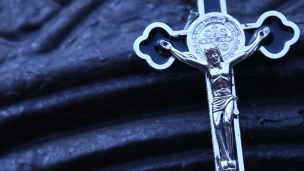 Metal Church Cross Macro Shot — Stock video