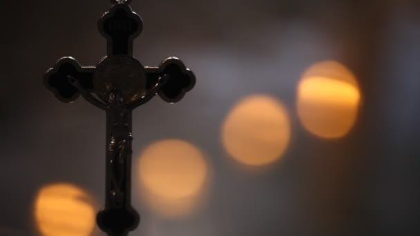 Μεταλλική Εκκλησία Σταυρό Μακρό Πλάνο — Αρχείο Βίντεο