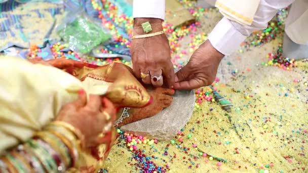 Indiai Hagyományos Hindu Esküvői Szertartás — Stock videók